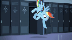 Size: 480x270 | Tagged: safe, artist:wissle, edit, edited screencap, screencap, parasol, rainbow dash, tank, pegasus, pony, tortoise, g4, tanks for the memories, animated, clothes, female, gif, i can't believe it's not superedit, locker room, lockers, looking at each other, male, mare, narcissism, parody, photo, rainbow dash always dresses in style, scene parody, sound at source, stallion, weather factory, weather factory uniform, when you see it, youtube link