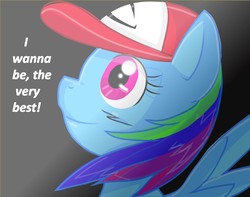 Size: 2755x2172 | Tagged: safe, artist:pinkamena-chan, rainbow dash, pony, g4, ash ketchum, female, hat, high res, parody, pokémon, solo, song in the comments