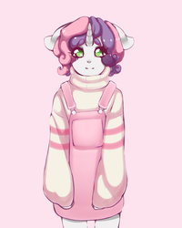 Size: 1024x1280 | Tagged: safe, artist:tolsticot, sweetie belle, anthro, g4, clothes, cute, diasweetes, female, jumper, looking at you, solo, sweater, turtleneck