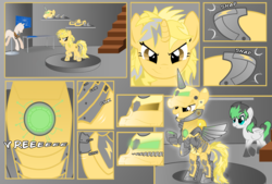 Size: 4885x3300 | Tagged: safe, artist:lostinthetrees, oc, oc only, pegasus, pony, unicorn, armor, female, mannequin, mare, suiting up