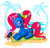 Size: 4000x3873 | Tagged: safe, artist:chimajra, oc, oc only, oc:play joy, pony, unicorn, bow, hair bow, magic, palm tree, prone, simple background, solo, transparent background, tree, video game
