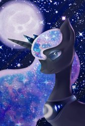 Size: 600x885 | Tagged: safe, artist:xvivido, princess luna, pony, g4, female, moon, night, solo