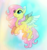 Size: 1229x1297 | Tagged: safe, artist:sweetheart-arts, fluttershy, pegasus, pony, g4, chest fluff, colored wings, female, flying, looking up, sky, smiling, solo, spread wings, tail feathers, winged hooves, wings