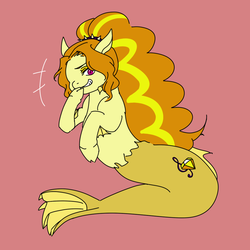 Size: 1000x1000 | Tagged: safe, artist:raika0306, adagio dazzle, siren, g4, female, grin, hippocamp, maybe salmon, simple background, smiling, solo, species swap