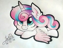 Size: 1913x1456 | Tagged: safe, artist:jack-pie, princess flurry heart, pony, g4, baby, cute, female, flurrybetes, signature, solo, traditional art