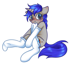 Size: 2435x2254 | Tagged: safe, artist:ruef, oc, oc only, oc:compass rose, pony, clothes, commission, high res, mouth hold, simple background, socks, solo, transparent background