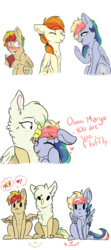 Size: 1024x2311 | Tagged: dead source, safe, artist:shiny-cooler, oc, oc only, oc:flame feather, oc:margaloo, oc:spring cloud, oc:summer rain, classical hippogriff, hippogriff, hybrid, pegasus, pony, cuddling, interspecies offspring, offspring, parent:gilda, parent:quibble pants, parent:rainbow dash, parent:soarin', parent:spitfire, parent:zephyr breeze, parents:quibbledash, parents:soarinfire, parents:zephyrgilda, snuggling