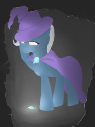 Size: 900x1200 | Tagged: safe, artist:mrpancakewolfie, trixie, pony, unicorn, g4, crying, female, sad, solo, trixie's cape, trixie's hat