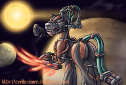 Size: 1600x1080 | Tagged: safe, artist:cyrilunicorn, pony, commission, crossover, ponified, solo, space, valkyr, warframe