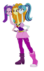 Size: 623x1003 | Tagged: source needed, useless source url, safe, artist:theunknowenone1, adagio dazzle, aria blaze, sonata dusk, equestria girls, g4, conjoined, fusion, long neck, multiple heads, not salmon, the dazzlings, three heads, together forever, wat, we have become one, you need me