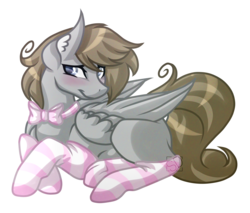 Size: 3800x3233 | Tagged: dead source, safe, artist:amazing-artsong, oc, oc only, oc:digital dusk, pegasus, pony, bowtie, clothes, femboy, high res, male, prone, simple background, socks, solo, stallion, striped socks, transparent background
