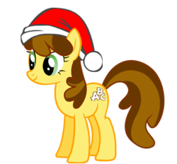 Size: 300x278 | Tagged: artist needed, safe, oc, oc only, oc:spelling bee, earth pony, pony, hat, santa hat, simple background, smiling, solo, transparent background