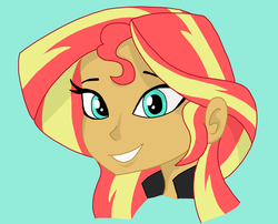 Size: 2067x1668 | Tagged: safe, artist:iyoungsavage, sunset shimmer, equestria girls, g4, bust, female, simple background, smiling, solo
