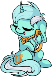 Size: 3278x4829 | Tagged: safe, artist:cutepencilcase, lyra heartstrings, pony, unicorn, g4, curved horn, cute, eyes closed, female, floppy ears, happy, horn, lyrabetes, lyre, musical instrument, simple background, sitting, smiling, solo, transparent background