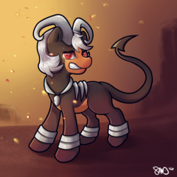 Size: 3000x3000 | Tagged: safe, artist:bean-sprouts, houndoom, crossover, high res, pokémon, ponified, solo