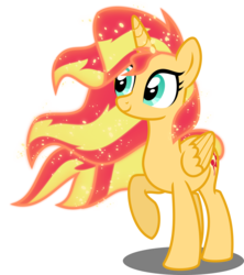 Size: 5323x6000 | Tagged: safe, artist:orin331, sunset shimmer, alicorn, pony, equestria girls, g4, absurd resolution, alicornified, cute, female, race swap, raised hoof, shimmerbetes, shimmercorn, simple background, smiling, solo, transparent background, vector