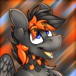 Size: 717x717 | Tagged: safe, artist:ralek, oc, oc only, oc:crafted sky, hippogriff, avatar, neck feathers, solo, teeth, tongue out