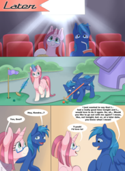 Size: 3300x4500 | Tagged: safe, artist:askamberfawn, oc, oc only, oc:kendra heart, oc:soul flyer, pegasus, pony, unicorn, comic, date, explicit source, glasses, oc x oc, shipping, soulheart, speech bubble, text