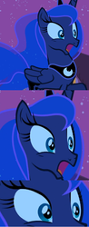 Size: 756x1933 | Tagged: safe, edit, edited screencap, screencap, princess luna, alicorn, pony, g4, luna eclipsed, my little pony: friendship is magic, cropped, female, mare, open mouth, reaction image, screencap comic, solo, tenso