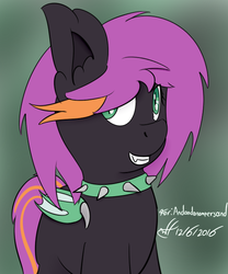 Size: 500x600 | Tagged: safe, artist:xwoofyhoundx, oc, oc only, oc:claudia, bat pony, pony, art trade, choker, digital art, simple background, solo, spiked choker