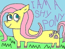 Size: 640x480 | Tagged: safe, fluttershy, pony, g4, captain obvious, cute, female, grass, ms paint, shyabetes, solo