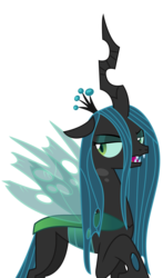 Size: 2300x3900 | Tagged: safe, artist:sketchmcreations, queen chrysalis, changeling, changeling queen, g4, to where and back again, annoyed, crown, female, high res, jewelry, open mouth, raised hoof, regalia, simple background, solo, transparent background, vector