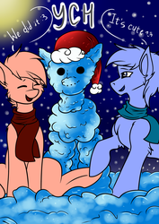 Size: 2120x3000 | Tagged: safe, artist:fkk, auction, christmas, commission, happy new year, high res, moon, night, snow, stars, your character here