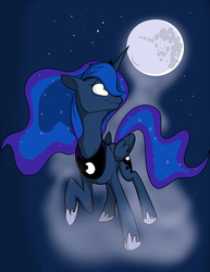 Size: 986x1276 | Tagged: safe, artist:secoh2000, princess luna, pony, g4, female, mare in the moon, moon, solo, stars