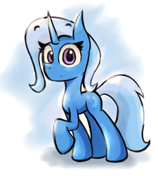 Size: 900x1000 | Tagged: safe, artist:malphee, trixie, pony, unicorn, g4, female, looking at you, mare, raised hoof, solo