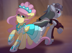 Size: 4300x3200 | Tagged: safe, artist:geraritydevillefort, fluttershy, rainbow dash, the count of monte rainbow, g4, clothes, crossover, dress, duo, high res, i know those eyes, rainbow dantes, raised hoof, shycedes, the count of monte cristo, underhoof