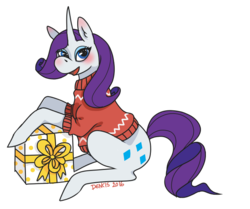 Size: 754x631 | Tagged: safe, artist:denkis, rarity, pony, g4, clothes, female, present, simple background, solo, sweater, transparent background
