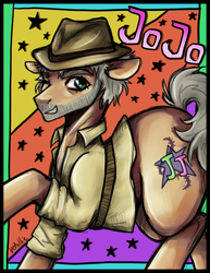 Size: 1050x1361 | Tagged: safe, artist:vetallie, pony, clothes, hat, jojo's bizarre adventure, joseph joestar, ponified, solo