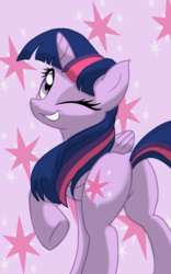 Size: 1200x1920 | Tagged: safe, artist:theroyalprincesses, twilight sparkle, alicorn, pony, g4, butt, female, looking back, one eye closed, plot, solo, twibutt, twilight sparkle (alicorn), wink