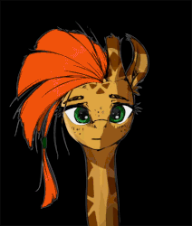 Size: 637x750 | Tagged: safe, artist:equum_amici, artist:madhotaru, oc, oc only, oc:twiggy, giraffe, animated, cinemagraph, gif, looking at you, solo