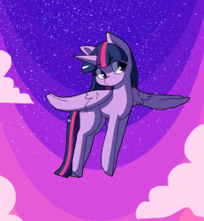Size: 600x649 | Tagged: safe, artist:goobermation, twilight sparkle, alicorn, pony, g4, animated, blinking, cloud, cloudy, female, flapping, flying, frame by frame, gif, sky, solo, spread wings, stars, twilight sparkle (alicorn)
