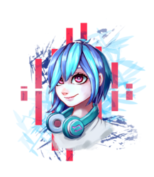 Size: 4071x4696 | Tagged: safe, artist:inowiseei, dj pon-3, vinyl scratch, human, g4, absurd resolution, female, headphones, humanized, loose hair, smiling, solo