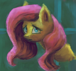 Size: 2091x1955 | Tagged: safe, artist:kingsleyrulz, fluttershy, pony, g4, bust, concerned, female, looking at you, portrait, solo