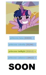 Size: 349x574 | Tagged: safe, twilight sparkle, alicorn, pony, derpibooru, g4, alicorn tetrarchy, cute, female, happy, meta, rubbing hooves, solo, soon, starry eyes, tags, twiabetes, twilight sparkle (alicorn), wingding eyes