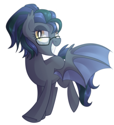 Size: 1804x1968 | Tagged: safe, artist:drawntildawn, oc, oc only, oc:echo, bat pony, pony, glasses, simple background, solo, transparent background