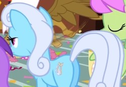 Size: 400x279 | Tagged: safe, screencap, linky, shoeshine, pony, g4, griffon the brush off, butt, cropped, female, mare, plot