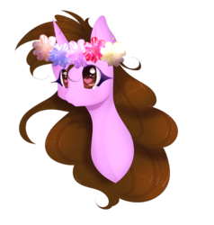 Size: 1766x1854 | Tagged: safe, artist:clefficia, oc, oc only, pony, unicorn, bust, female, floral head wreath, flower, mare, portrait, simple background, solo, transparent background