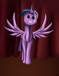 Size: 1024x1325 | Tagged: safe, artist:moonsolace, twilight sparkle, alicorn, pony, g4, female, looking at you, smiling, solo, spread wings, twilight sparkle (alicorn)