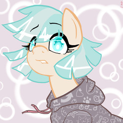 Size: 1200x1200 | Tagged: safe, artist:moronsonofboron, coco pommel, earth pony, pony, g4, clothes, female, hoodie, solo, sweater