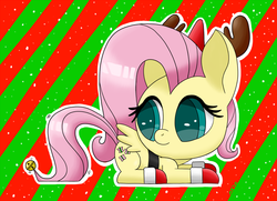 Size: 1107x800 | Tagged: safe, artist:sonikku001, fluttershy, pony, g4, christmas, cute, eyestrain warning, female, needs more saturation, solo