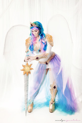 Size: 5231x7847 | Tagged: safe, artist:annalynncosplay, princess celestia, human, g4, absurd resolution, clothes, cosplay, costume, irl, irl human, photo, solo, sword, weapon