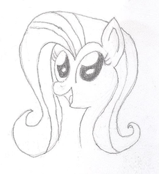 Size: 511x557 | Tagged: safe, artist:barryfrommars, fluttershy, pony, g4, female, monochrome, pencil drawing, solo, traditional art