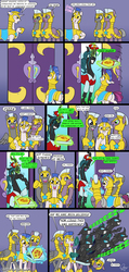 Size: 1280x2688 | Tagged: safe, artist:omny87, queen chrysalis, changeling, pegasus, pony, unicorn, g4, all the guards are useless, armor, blatant lies, butt, comic, cute, cutealis, dialogue, disguise, evil grin, eyes closed, female, floppy ears, flying, food, frown, glare, grin, guardsmare, it's a trap, levitation, licking, licking lips, magic, mare, oh crap, onomatopoeia, open mouth, pizza, pizza box, pizza delivery, plot, pouting, raised eyebrow, raised hoof, royal guard, sad, seems legit, shocked, smiling, smirk, sound effects, squee, swarm, telekinesis, tongue out, trojan horse, zzz