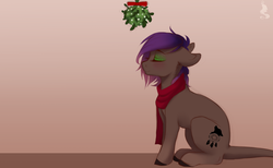 Size: 1300x800 | Tagged: safe, artist:silentwulv, oc, oc only, pony, eyes closed, imminent kissing, mistletoe, solo