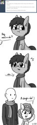 Size: 1280x4272 | Tagged: safe, artist:dsp2003, oc, oc only, oc:brownie bun, oc:richard, oc:tjpones, earth pony, human, pony, horse wife, comic, female, i can't believe it's not tjpones, male, monochrome, open mouth, style emulation, talk about driving, tumblr