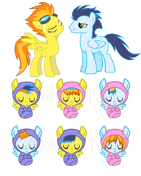 Size: 1491x1864 | Tagged: safe, artist:momma-ran, artist:tumblebumblebunny, soarin', spitfire, oc, pony, g4, adoptable, baby, baby pony, male, offspring, parent:soarin', parent:spitfire, parents:soarinfire, ship:soarinfire, shipping, simple background, straight, transparent background